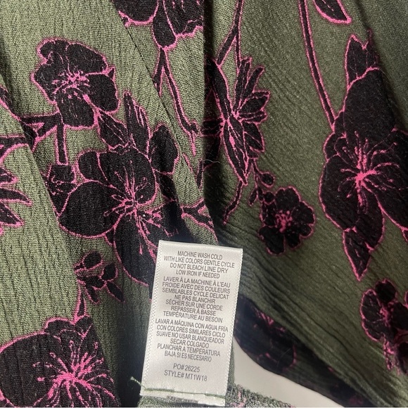 Mod Lusive Large Multicolored Blouse Puff Sleeves Mandarin Collar Retro Boho - Picture 7 of 8